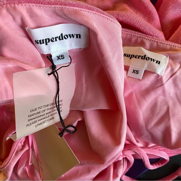 Superdown jori asymmetrical skirt set mini dress top pink stretch Revolve XS - Picture 9 of 13